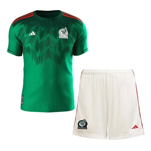 Camiseta México 1ª Kit Niños 2022 Azul